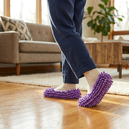 Bufryna Microfiber Mop Slipper Covers - High-Density Chenille Floor Cleaning Shoes for Hardwood & Tile, Washable & Reusable