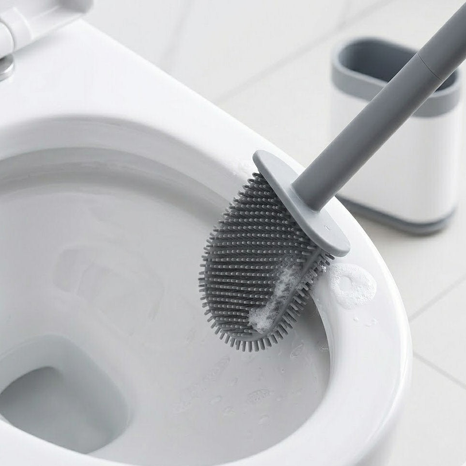 Bufryna Flexible Silicone Toilet Brush & Holder Set | Non-Scratch Bristles & Anti-Drip Base | Deep Cleaning No Dead Ends