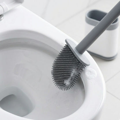 Bufryna Flexible Silicone Toilet Brush & Holder Set | Non-Scratch Bristles & Anti-Drip Base | Deep Cleaning No Dead Ends