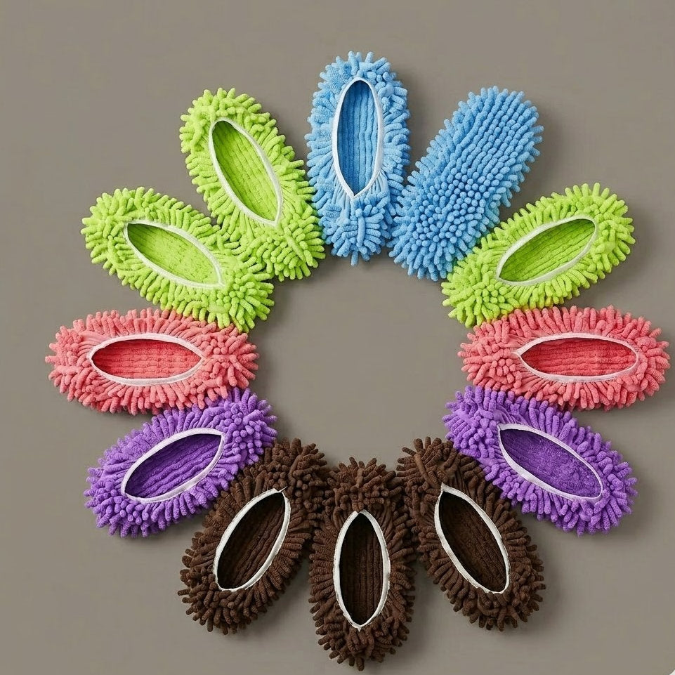Bufryna Microfiber Mop Slipper Covers - High-Density Chenille Floor Cleaning Shoes for Hardwood & Tile, Washable & Reusable