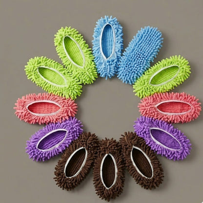 Bufryna Microfiber Mop Slipper Covers - High-Density Chenille Floor Cleaning Shoes for Hardwood & Tile, Washable & Reusable