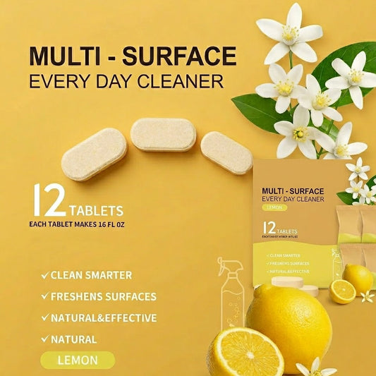 Bufryna Zero-Waste Concentrated Cleaning Tablets | 12-Pack Eco-Friendly Lemon Fresh Surface Cleaner