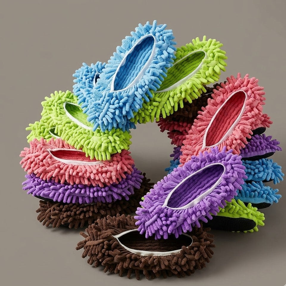 Bufryna Microfiber Mop Slipper Covers - High-Density Chenille Floor Cleaning Shoes for Hardwood & Tile, Washable & Reusable