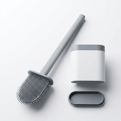 Bufryna Flexible Silicone Toilet Brush & Holder Set | Non-Scratch Bristles & Anti-Drip Base | Deep Cleaning No Dead Ends