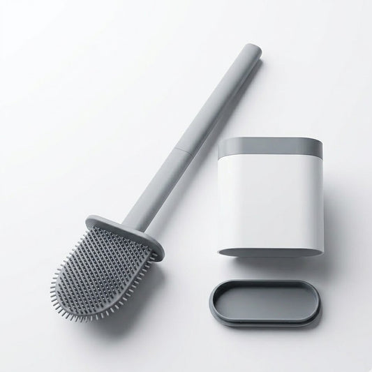 Bufryna Flexible Silicone Toilet Brush & Holder Set | Non-Scratch Bristles & Anti-Drip Base | Deep Cleaning No Dead Ends